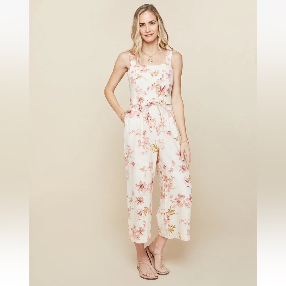 Spartina 449 Arley Sleeveless Jumpsuit ~ Size 4 ~ Garden House Floral Tie Waist